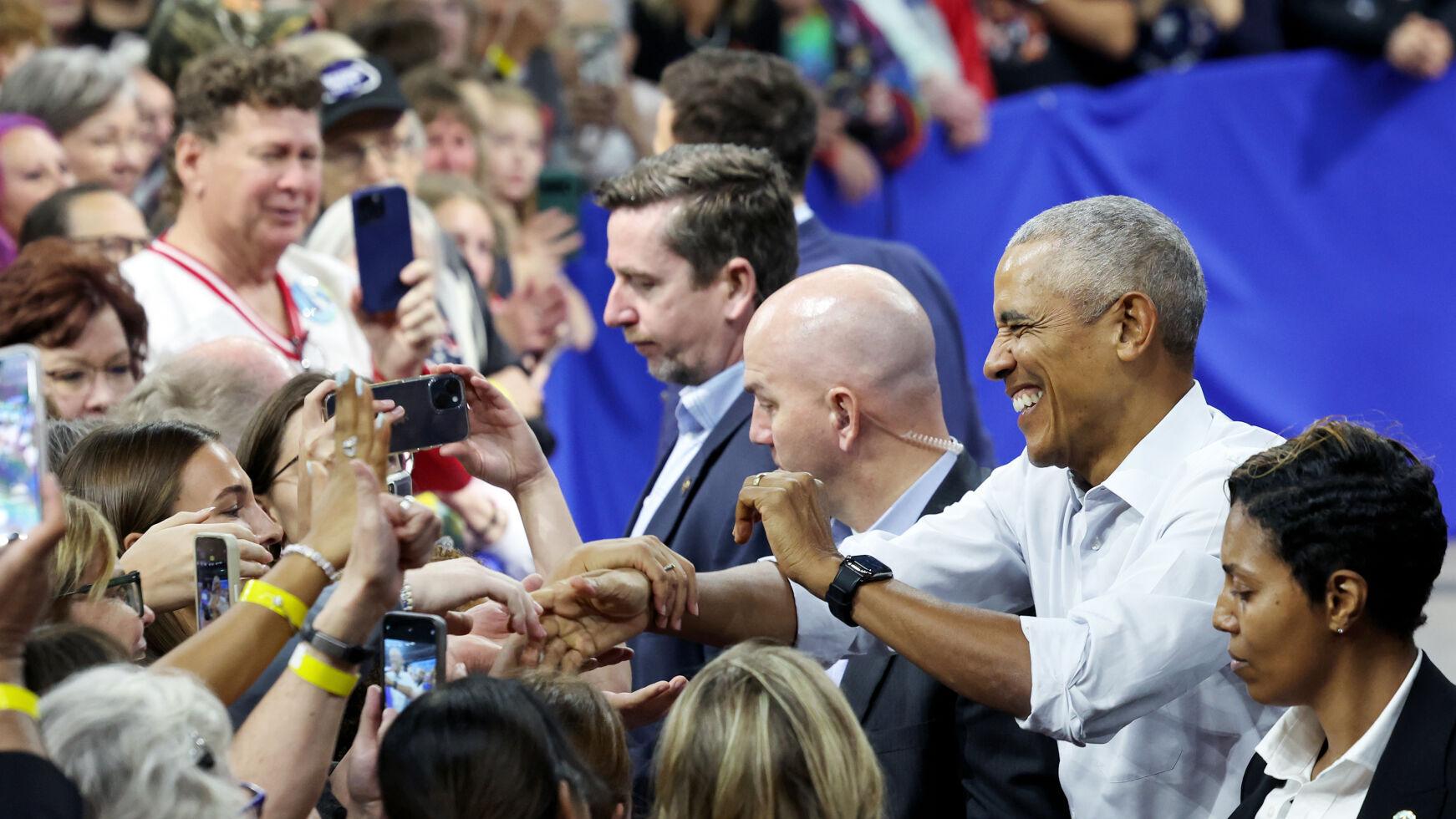 Photos: Obama, Walz lead spirited rally for Kamala Harris in Madison